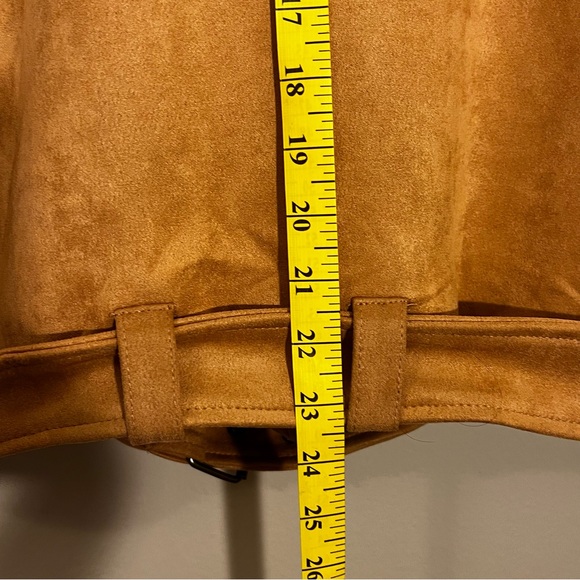 Moto Women's Tan Vegan Suede Jacket Sz XL - Picture 6 of 13
